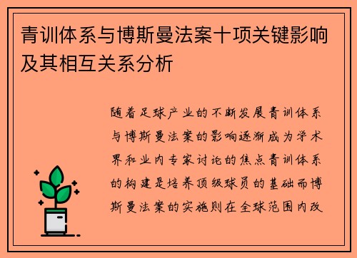 青训体系与博斯曼法案十项关键影响及其相互关系分析